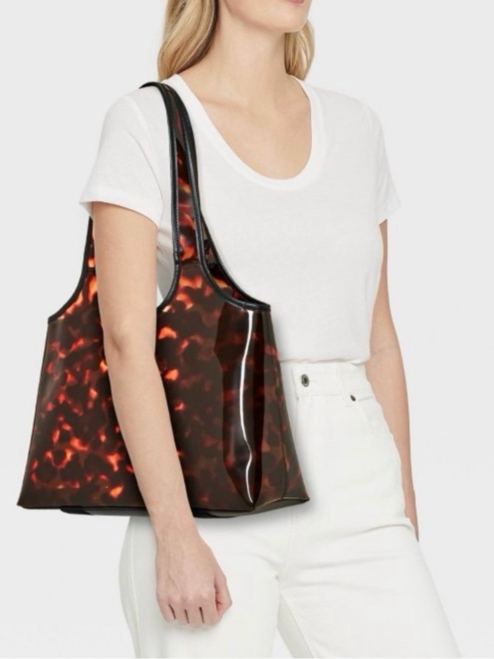 NEW Shade & Shore Tortoise Print Jelly Beach Tote Bag - Picture 7 of 7